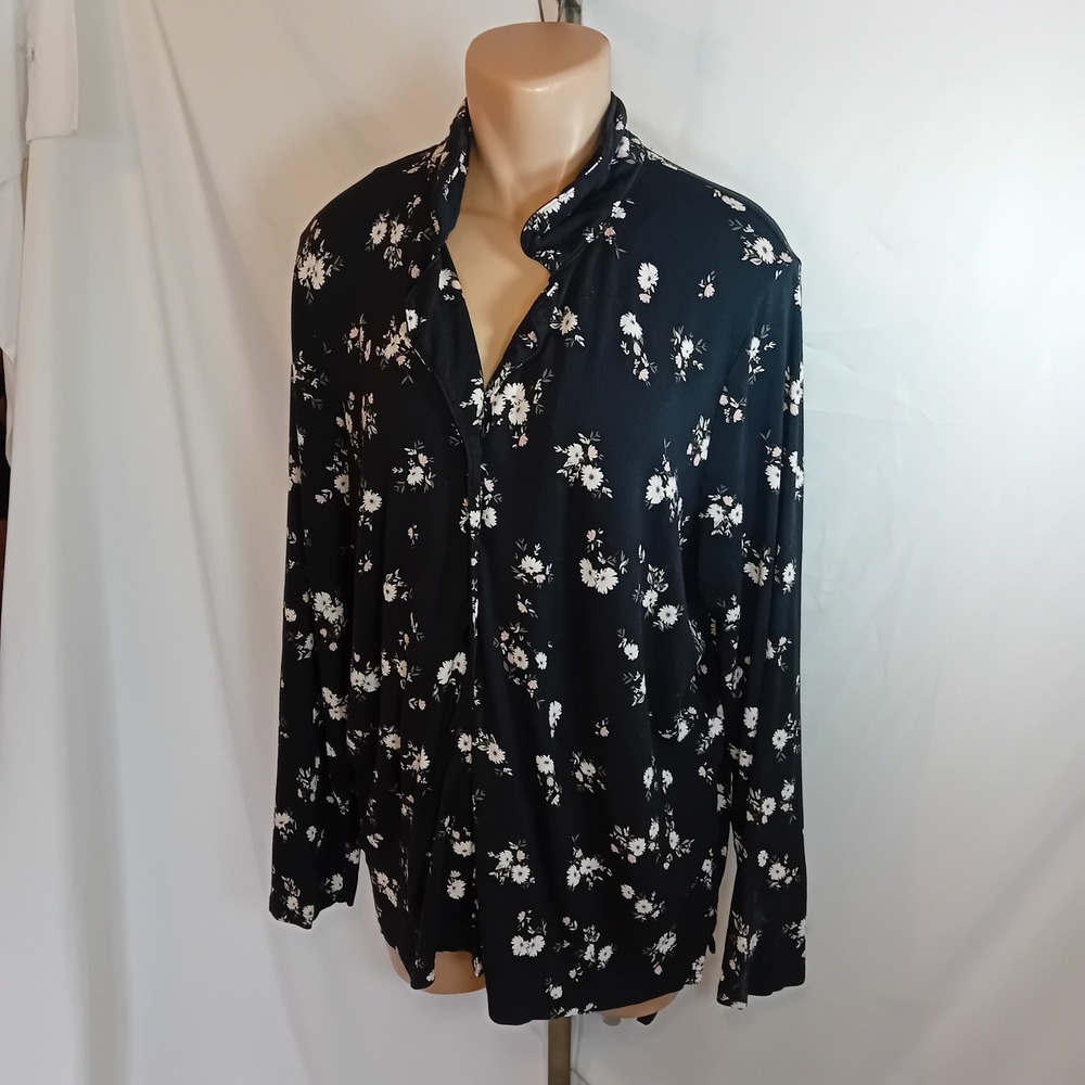 Déesse Lingerie Plus Size Button Down Sleep Top Floral Boho Cozy Loungewear 1X - Picture 3 of 16